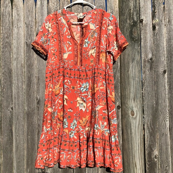 Jaase Australian Boho Floral Mini Dress Sz S/ swimsuit coverup - Picture 2 of 7